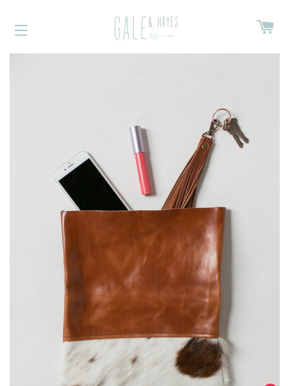 Leather & Haircalf Crossbody Bag in Brown and White - Picture 4 of 6